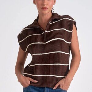 Elan's Leighton Half Zip Cap Sleeve Sweater